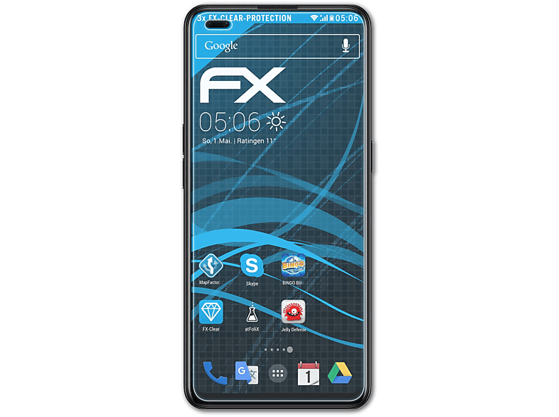 ATFOLIX 3x FX-Clear Displayschutz(für Oppo Reno4)