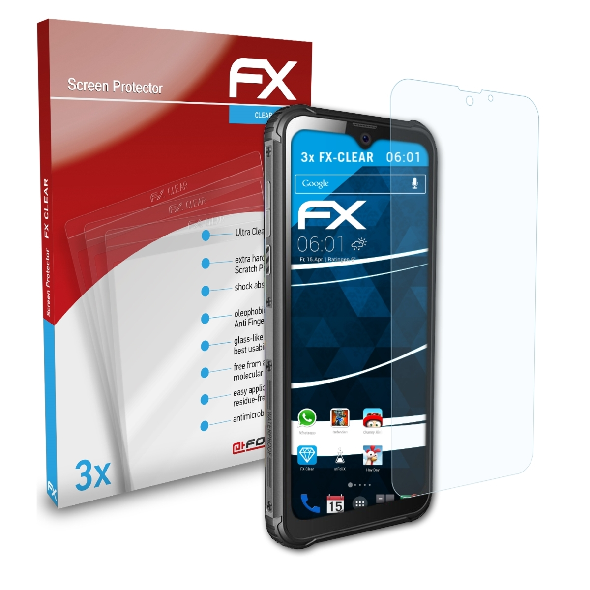 ATFOLIX 3x FX-Clear Pro) Displayschutz(für Blackview BV9800