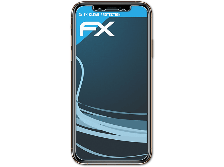 Displayschutz(für FX-Clear (Front ATFOLIX Apple cover)) XS 3x iPhone
