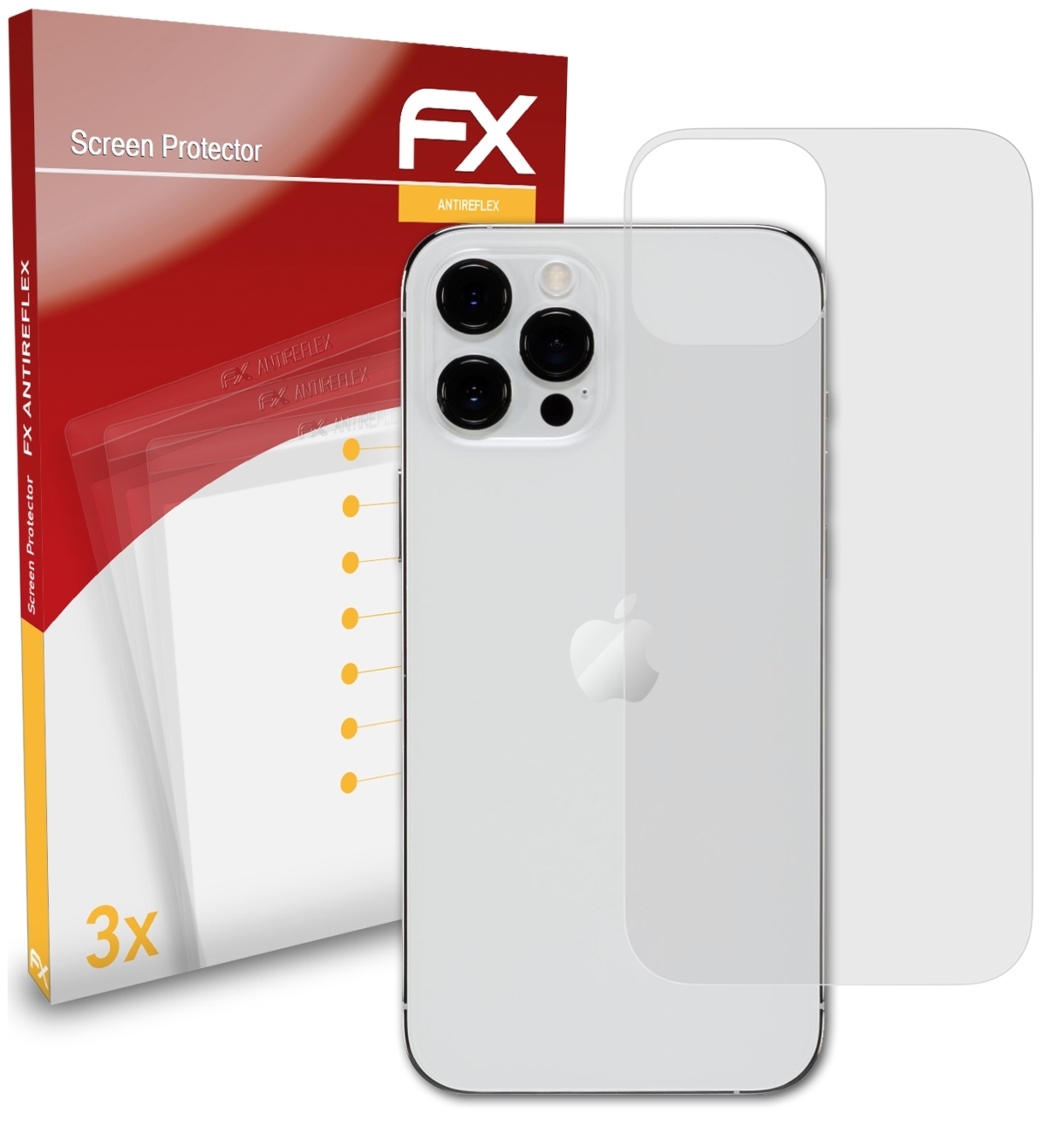 Apple 3x ATFOLIX Pro 12 (Backcover)) Max iPhone FX-Antireflex Displayschutz(für