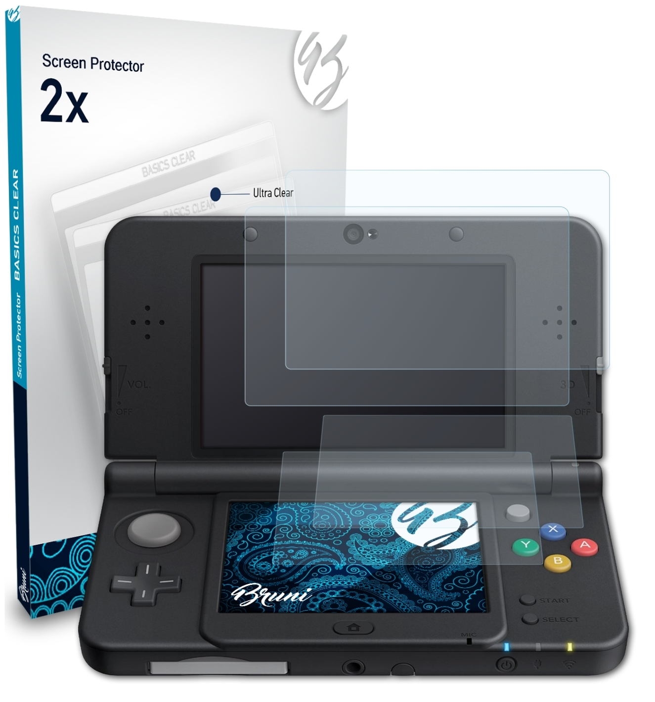 BRUNI 2x Basics-Clear (2015)) Schutzfolie(für Nintendo New 3DS