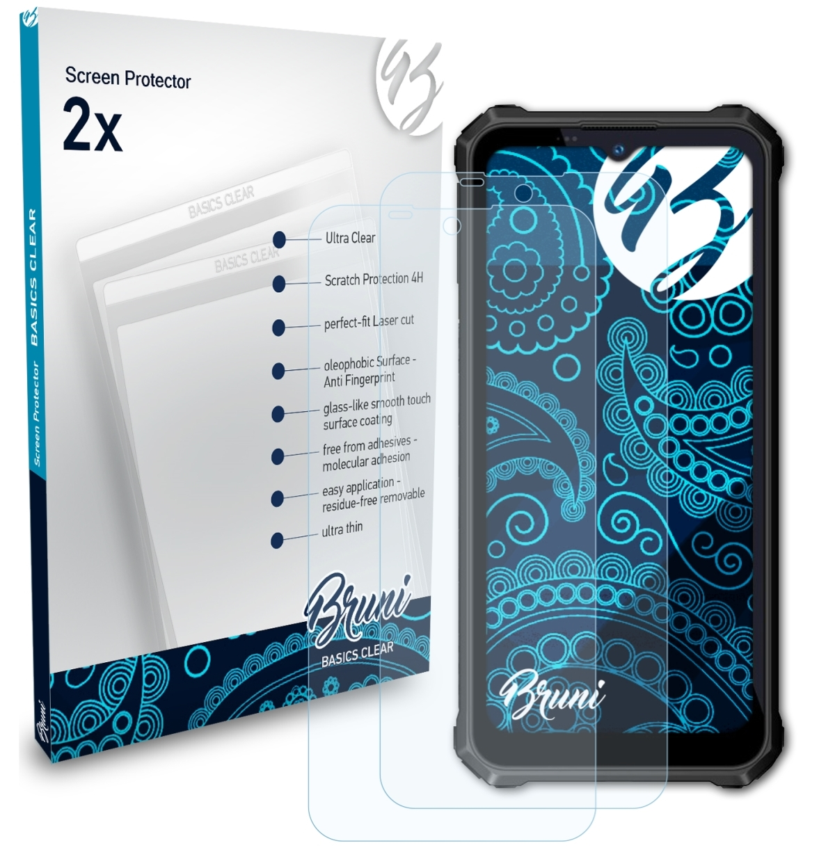 BRUNI 2x Basics-Clear Oukitel WP15 Schutzfolie(für 5G)