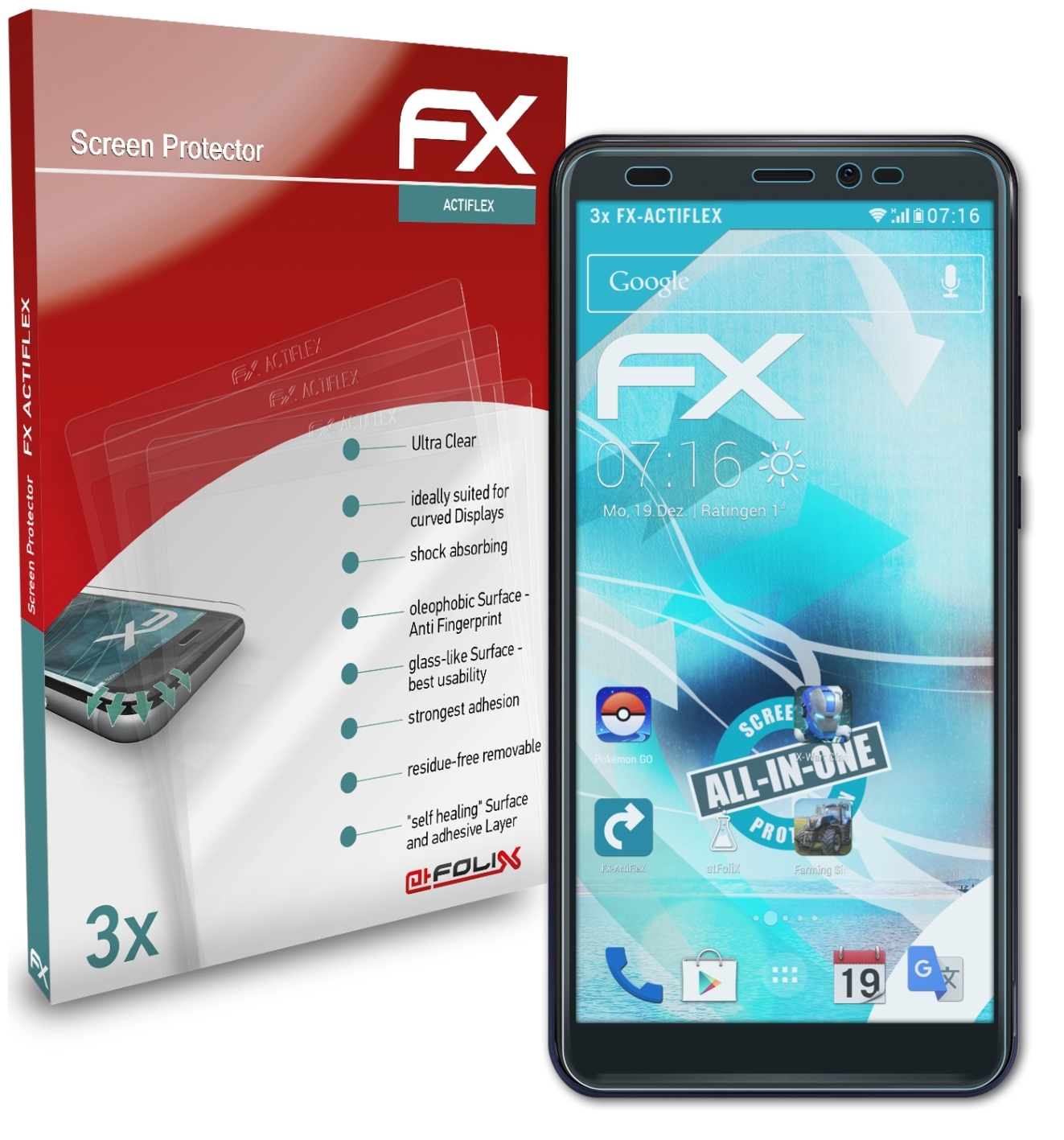 ATFOLIX 3x FX-ActiFleX Displayschutz(für Wiko Y60)