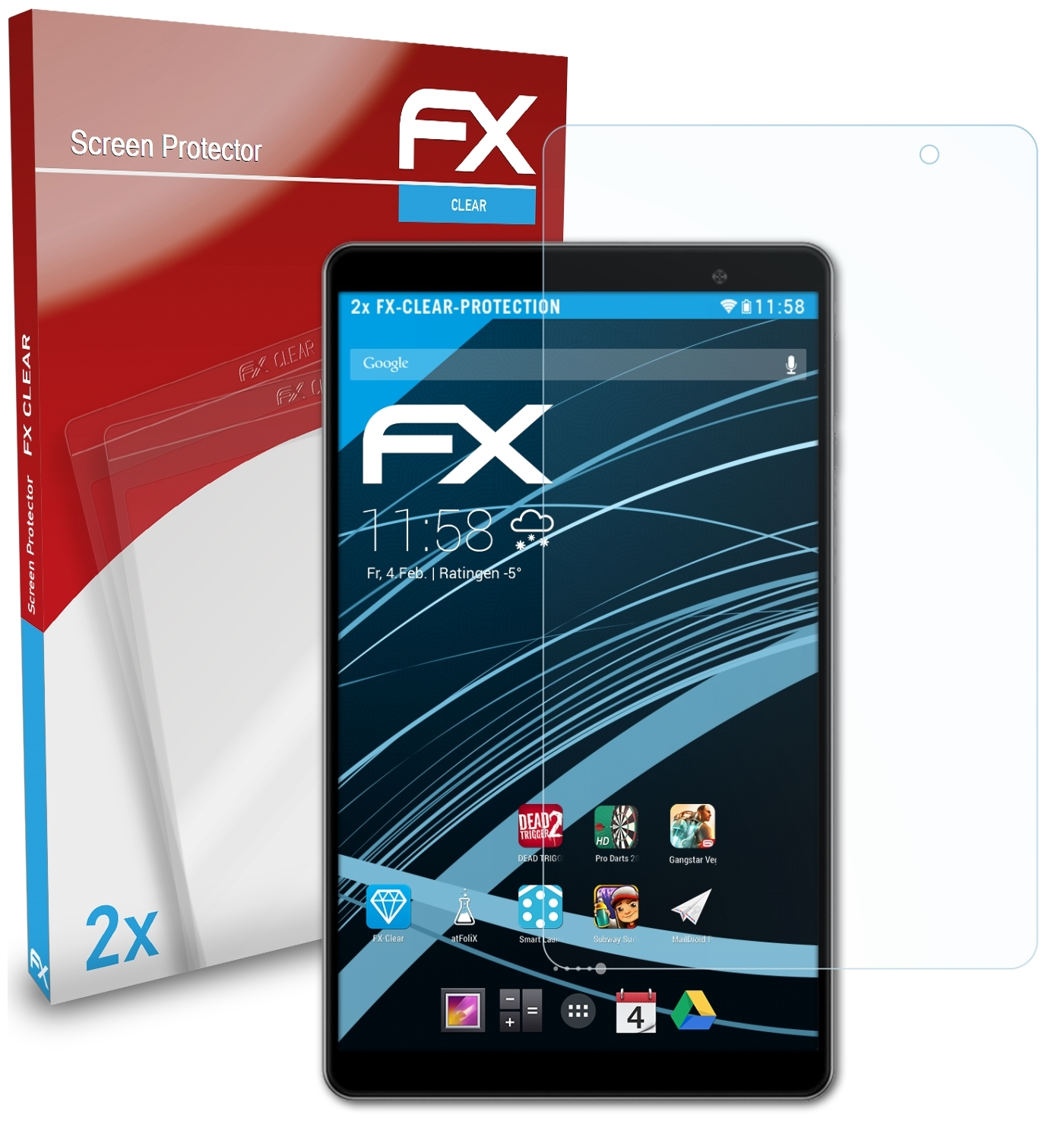 Displayschutz(für Teclast 2x ATFOLIX P85) FX-Clear