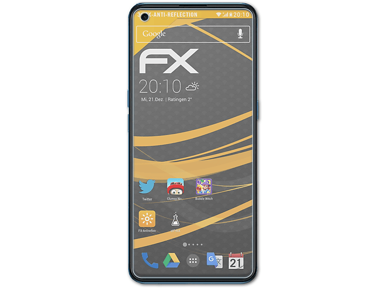 ATFOLIX 3x FX-Antireflex Displayschutz(für Oppo Find X3 Lite)