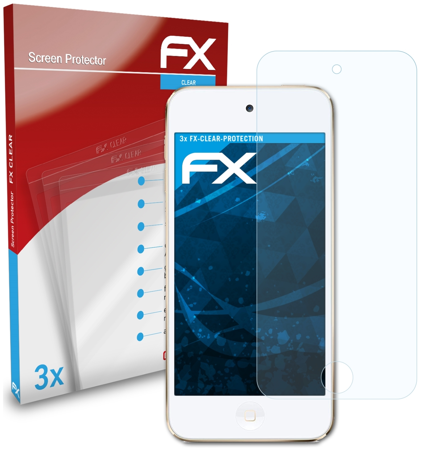 ATFOLIX 3x FX-Clear Displayschutz(für Apple 7G) iPod touch