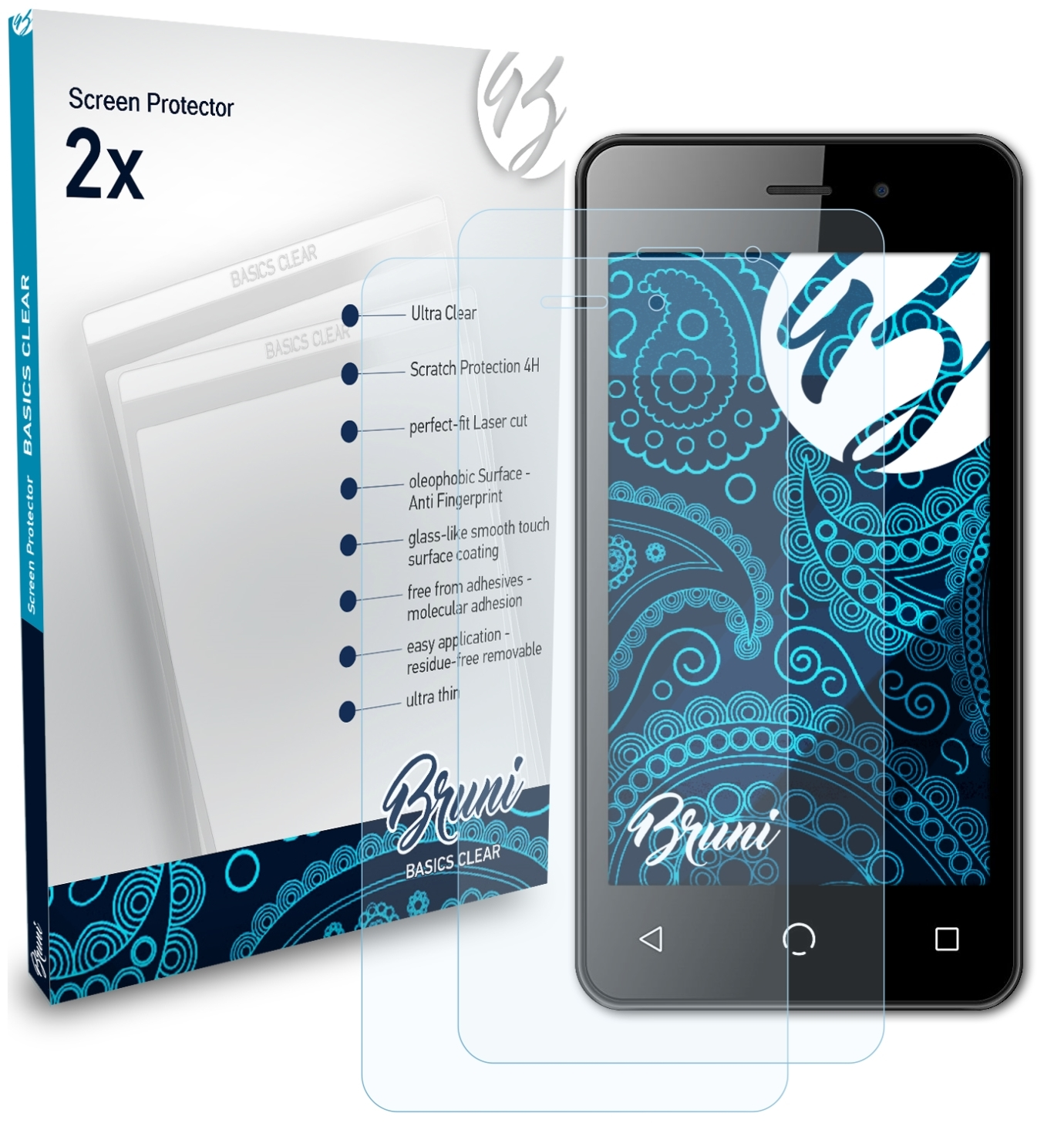 BRUNI Basics-Clear 2x A1) Schutzfolie(für Nuu Mobile