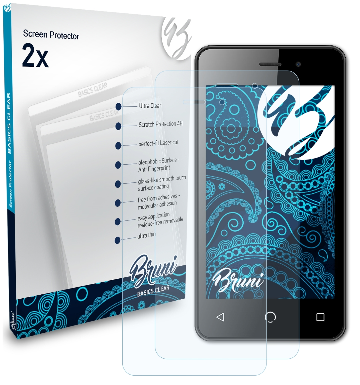 BRUNI A1) 2x Basics-Clear Nuu Schutzfolie(für Mobile