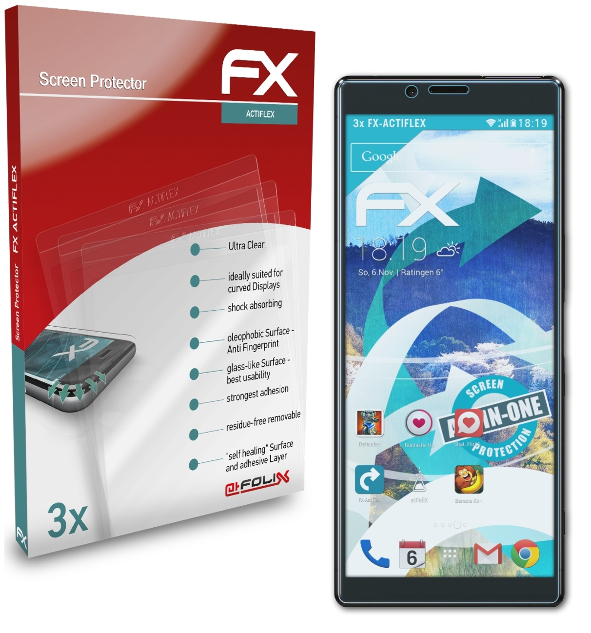 Xperia FX-ActiFleX 1) ATFOLIX 3x Sony Displayschutz(für
