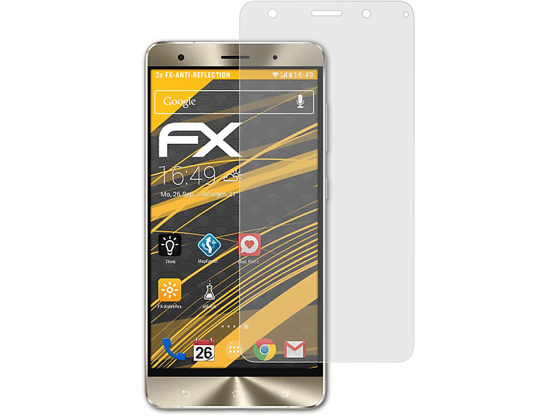 ATFOLIX 3x FX-Antireflex Displayschutz(für Asus ZenFone 3 Deluxe (ZS570KL))