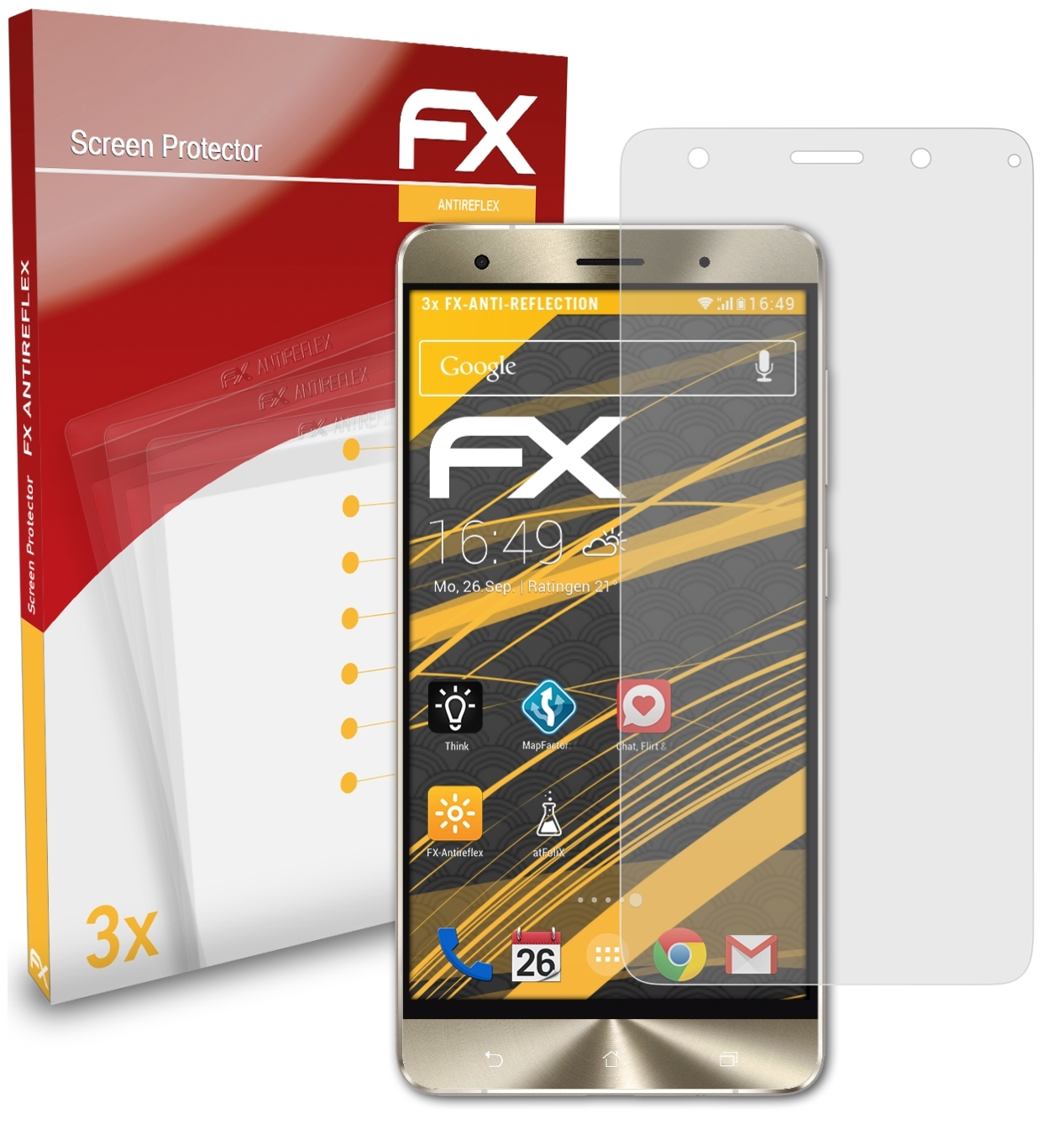 Asus FX-Antireflex ZenFone Displayschutz(für Deluxe 3x (ZS570KL)) ATFOLIX 3