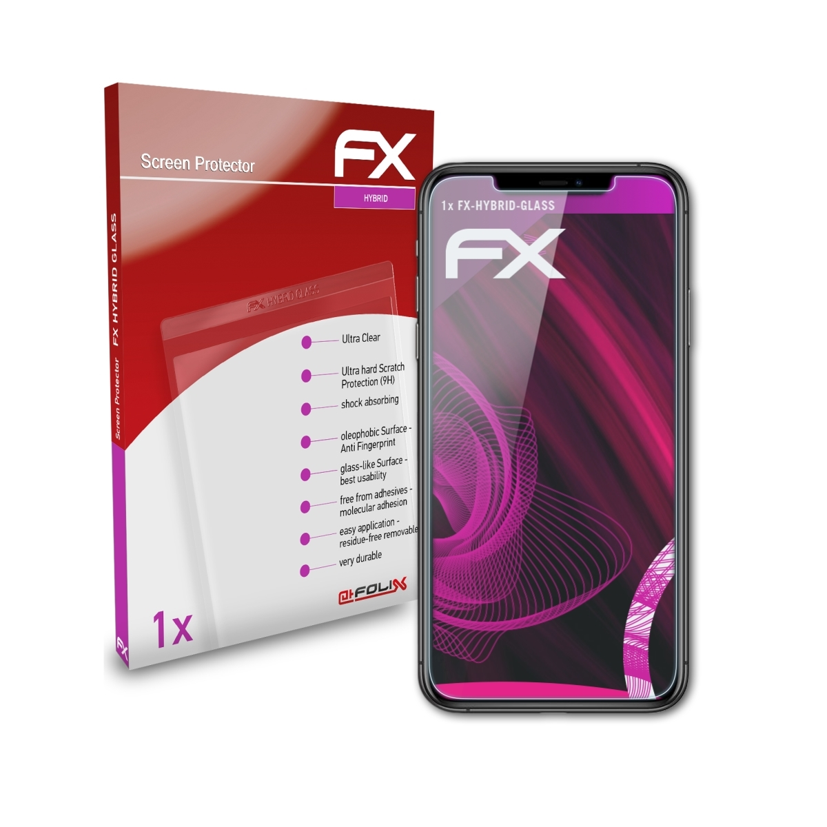 ATFOLIX FX-Hybrid-Glass Schutzglas(für Apple iPhone 11 Pro)