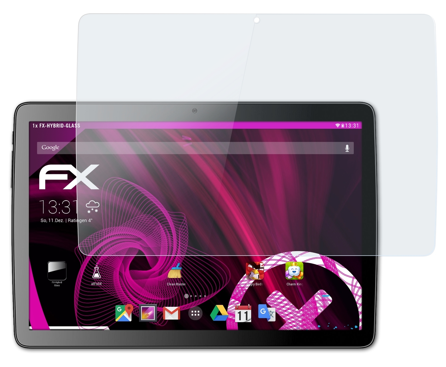 ATFOLIX FX-Hybrid-Glass Schutzglas(für TechniPad Technisat 10G-HD)