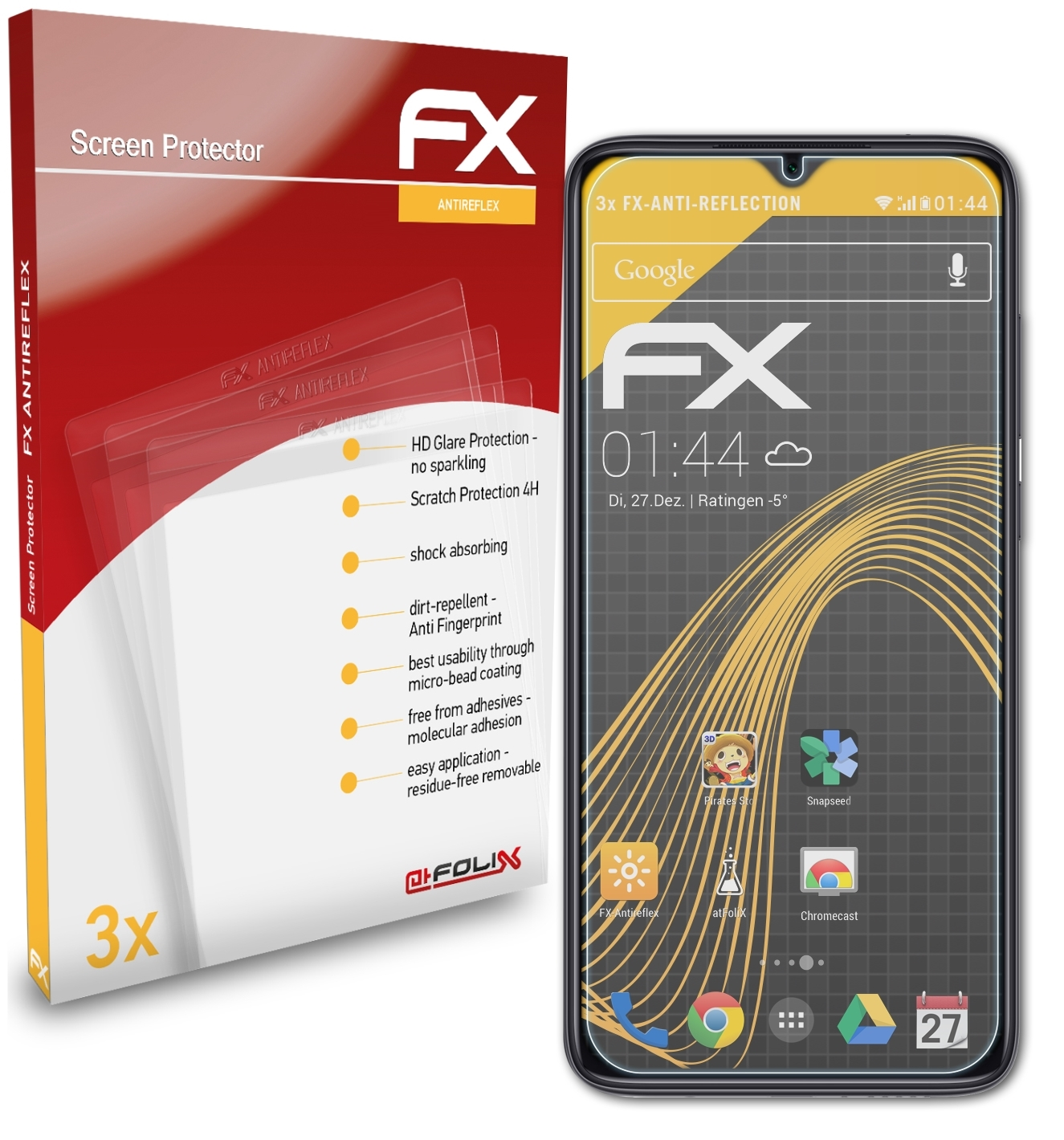 ATFOLIX 3x FX-Antireflex Displayschutz(für Xiaomi Redmi 8)