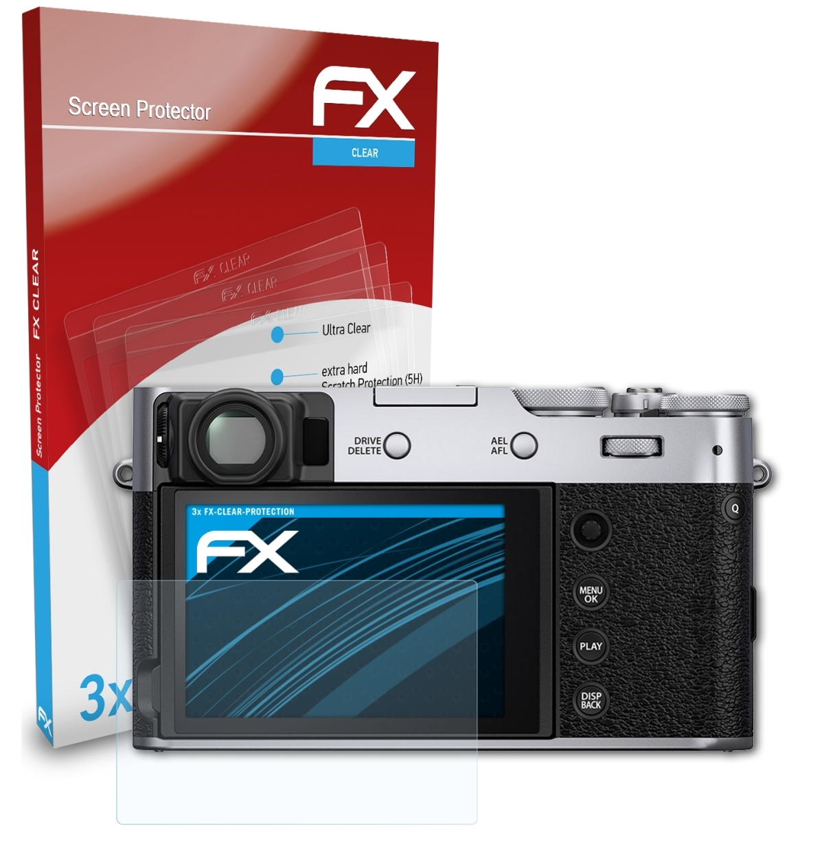 ATFOLIX 3x FX-Clear Displayschutz(für Fujifilm X100V)