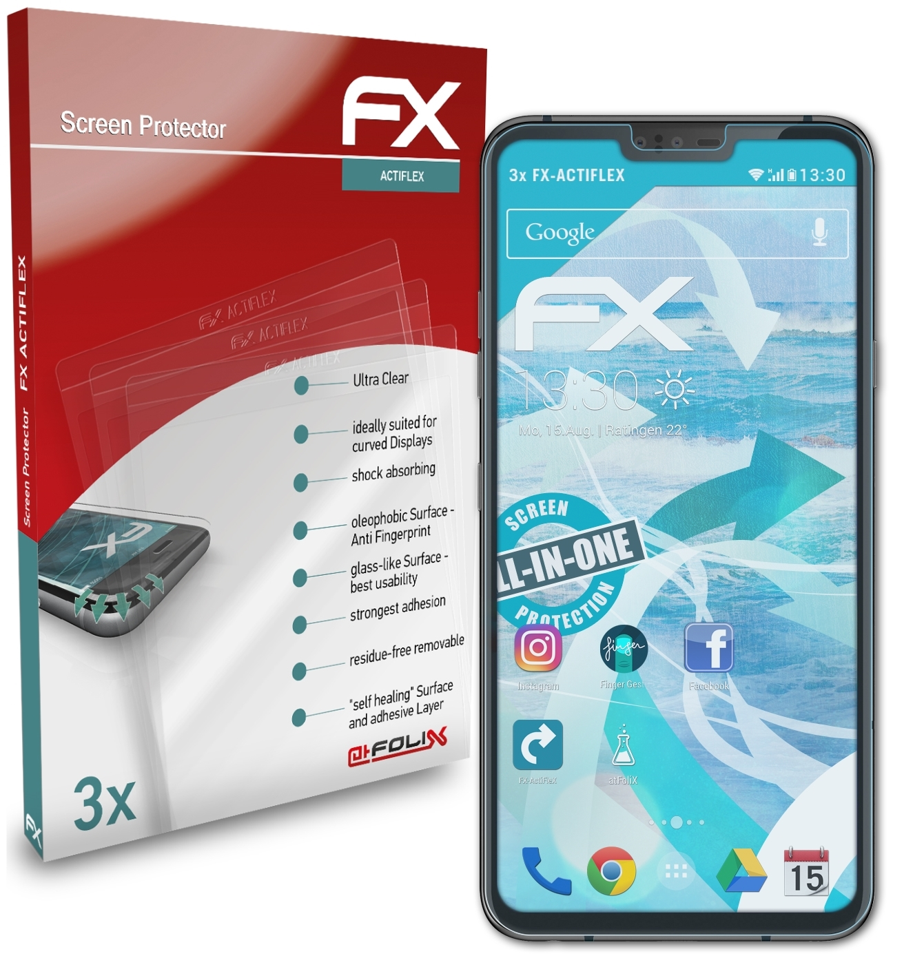 ATFOLIX 3x FX-ActiFleX Displayschutz(für ThinQ) V40 LG