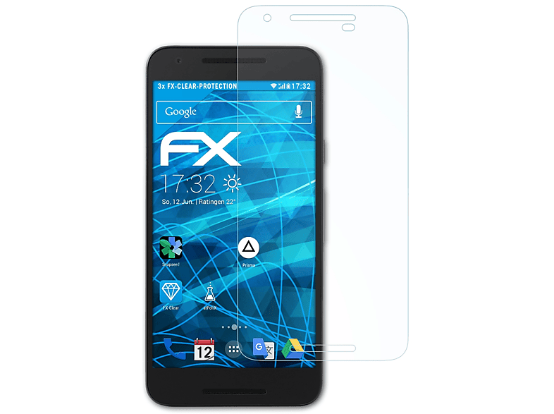 FX-Clear 3x Nexus 5X) ATFOLIX Displayschutz(für Google