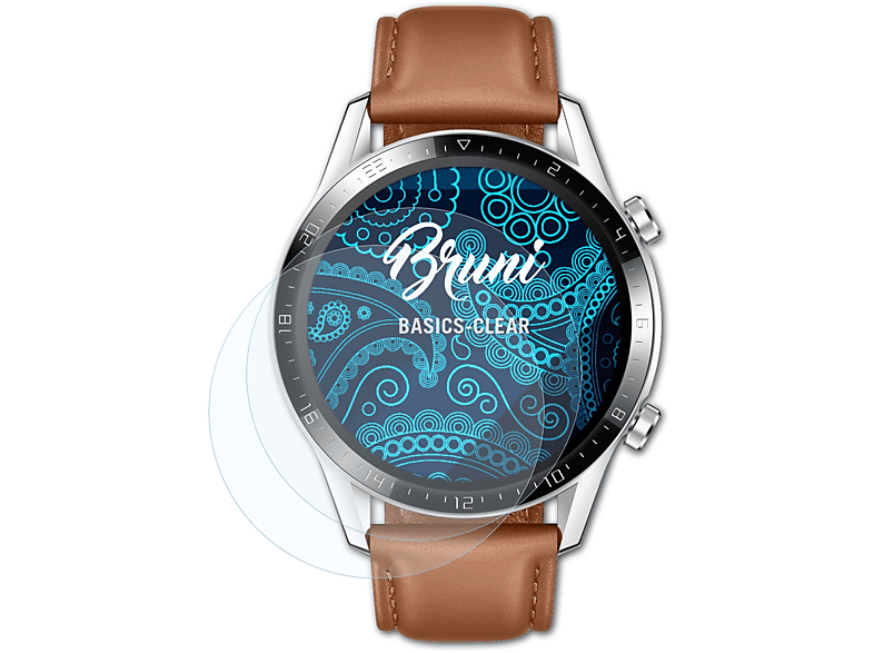 BRUNI 2x Basics-Clear Schutzfolie(für 2 Watch Huawei mm)) GT (46