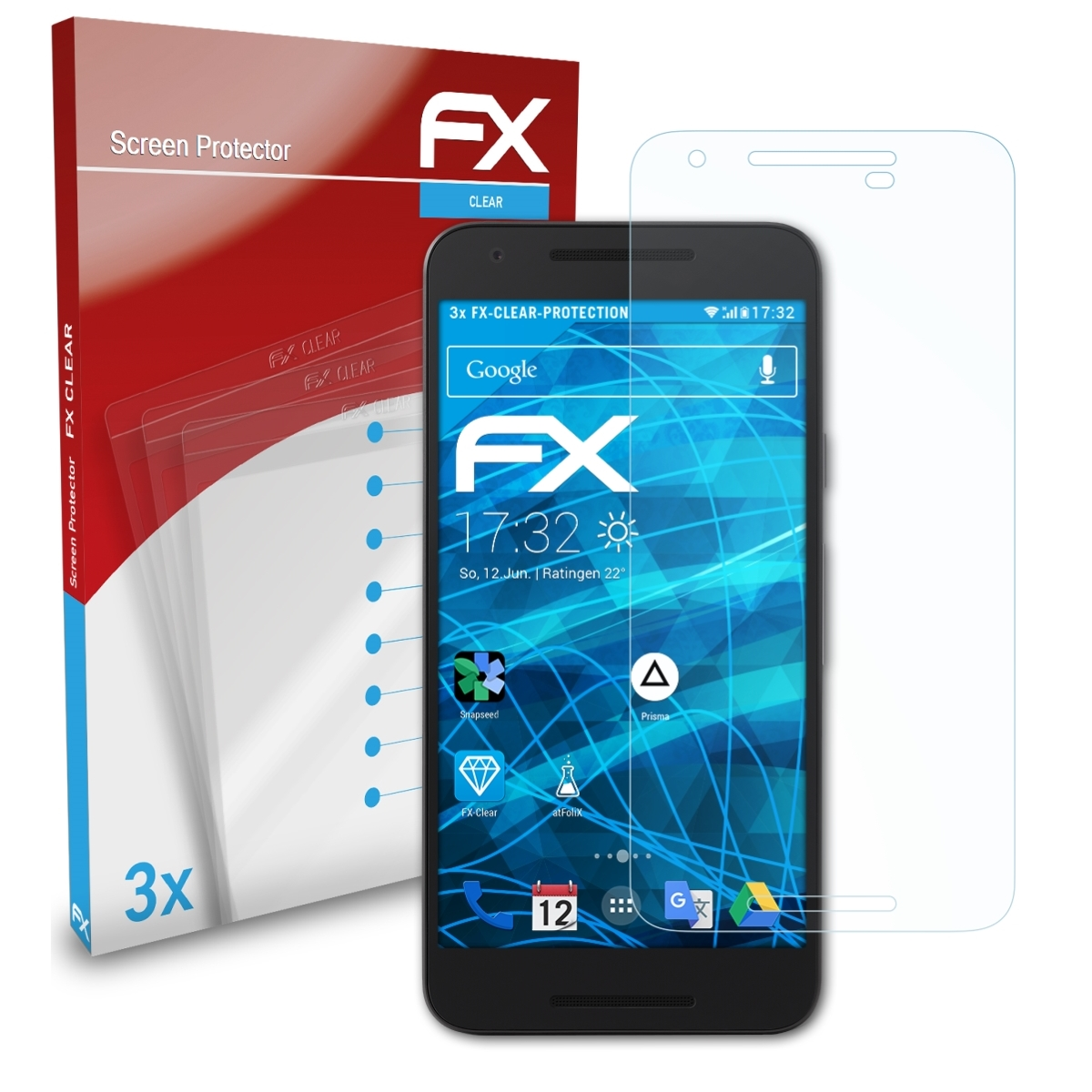 ATFOLIX 3x Displayschutz(für Google Nexus 5X) FX-Clear
