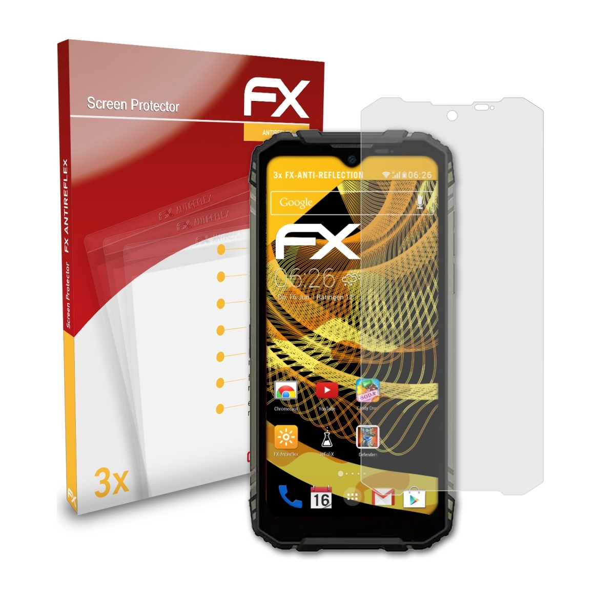 Displayschutz(für 3x FX-Antireflex ATFOLIX Doogee S96 Pro)