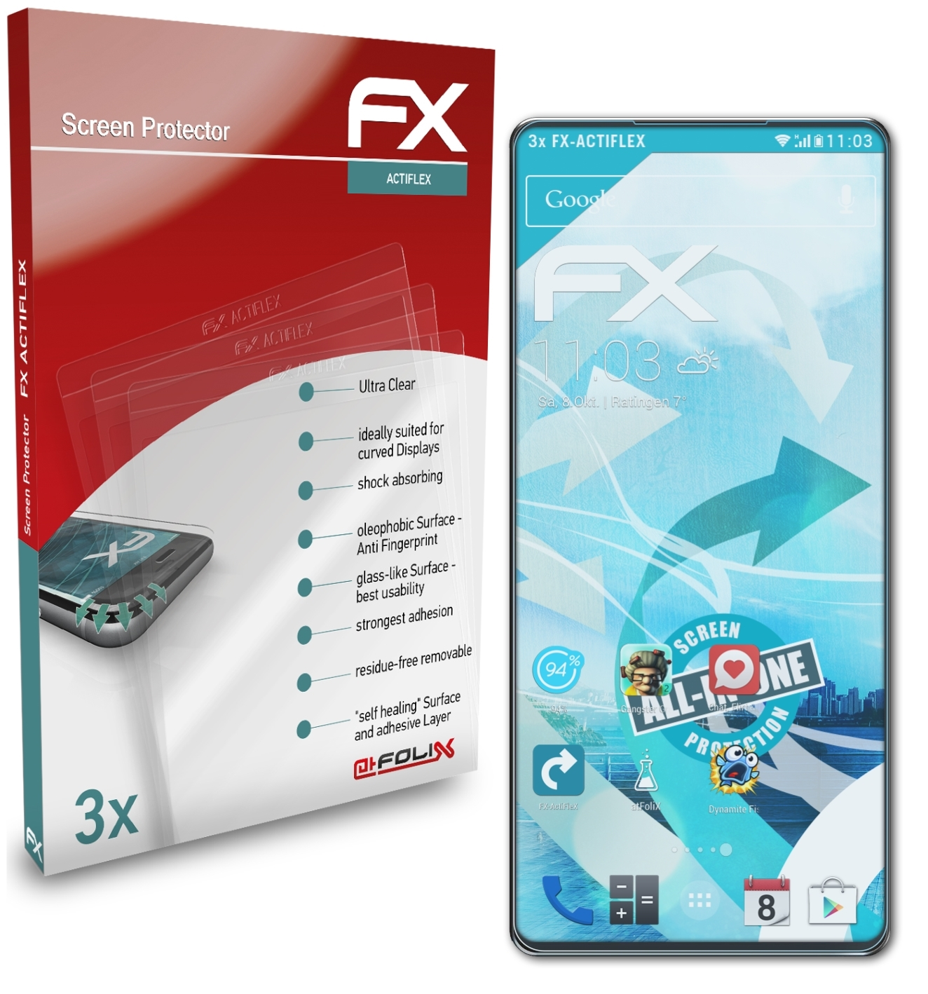ATFOLIX 3x FX-ActiFleX Displayschutz(für MI Mix 4) Xiaomi