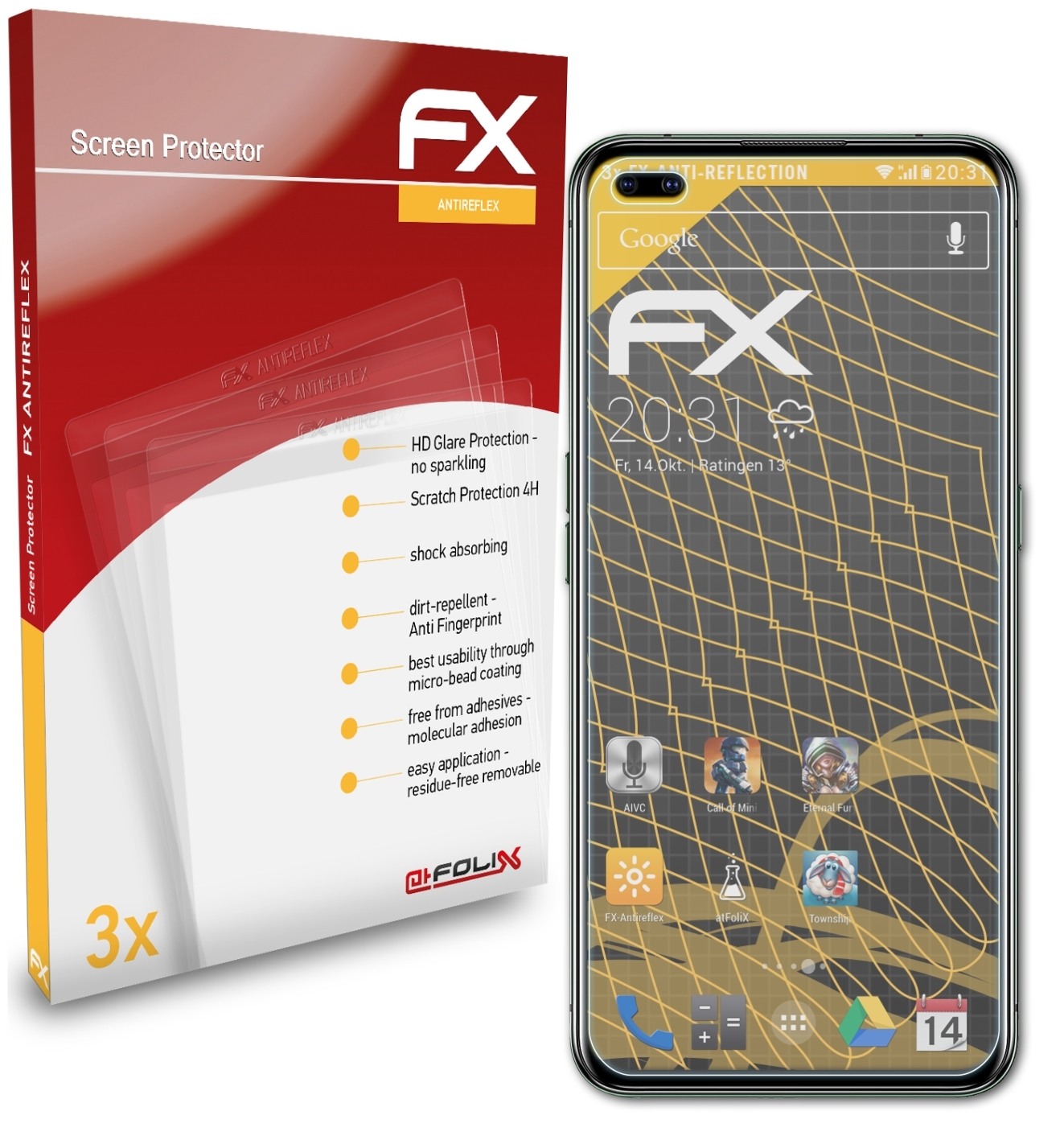 ATFOLIX 3x FX-Antireflex Displayschutz(für 5G) X50 Realme