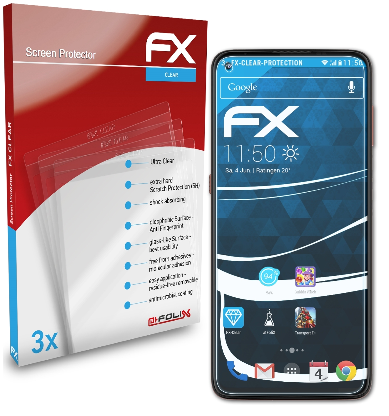 Displayschutz(für Motorola G9 ATFOLIX 3x Moto Plus) FX-Clear