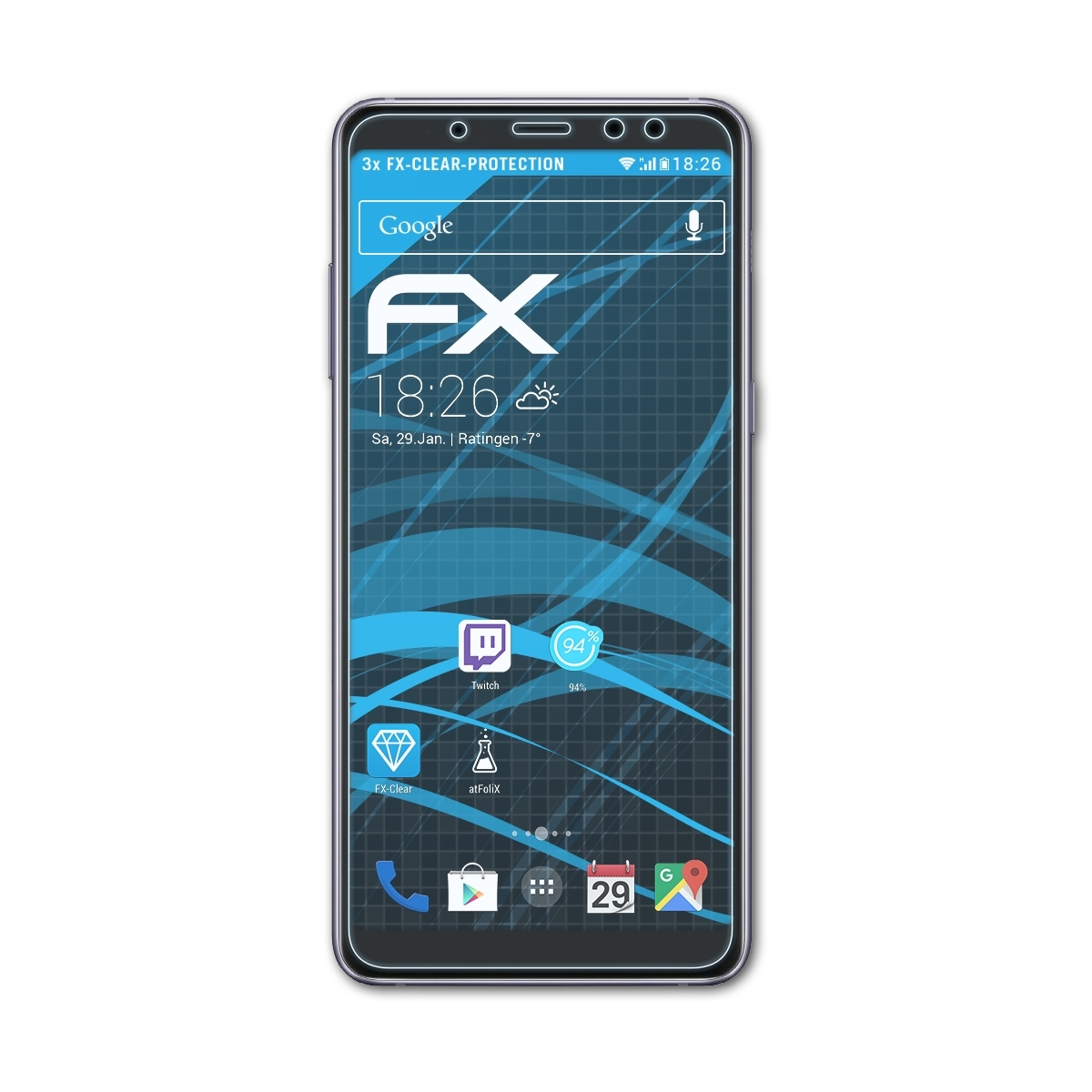 A8 3x FX-Clear Galaxy (2018)) ATFOLIX Displayschutz(für Samsung