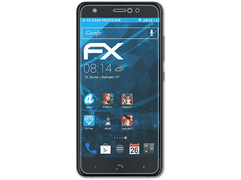 3x Pro) Aquaris ATFOLIX FX-Clear X Displayschutz(für bq