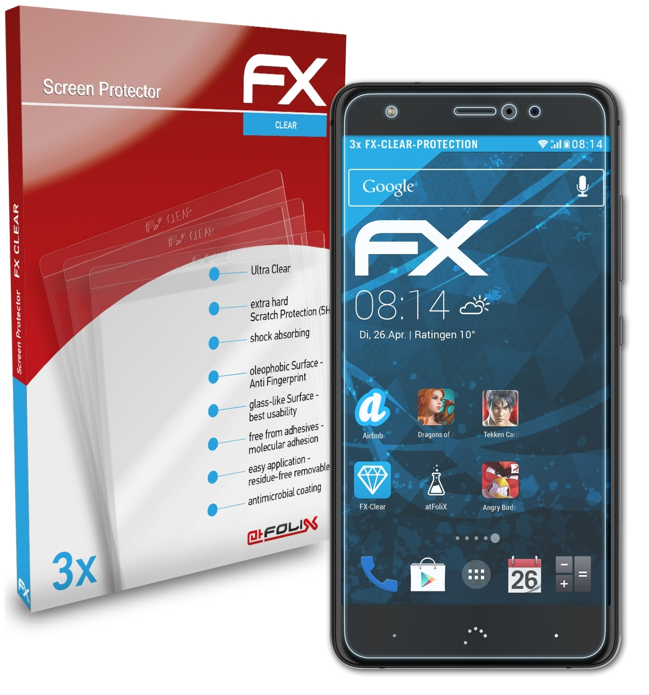 ATFOLIX 3x FX-Clear Displayschutz(für bq Pro) Aquaris X