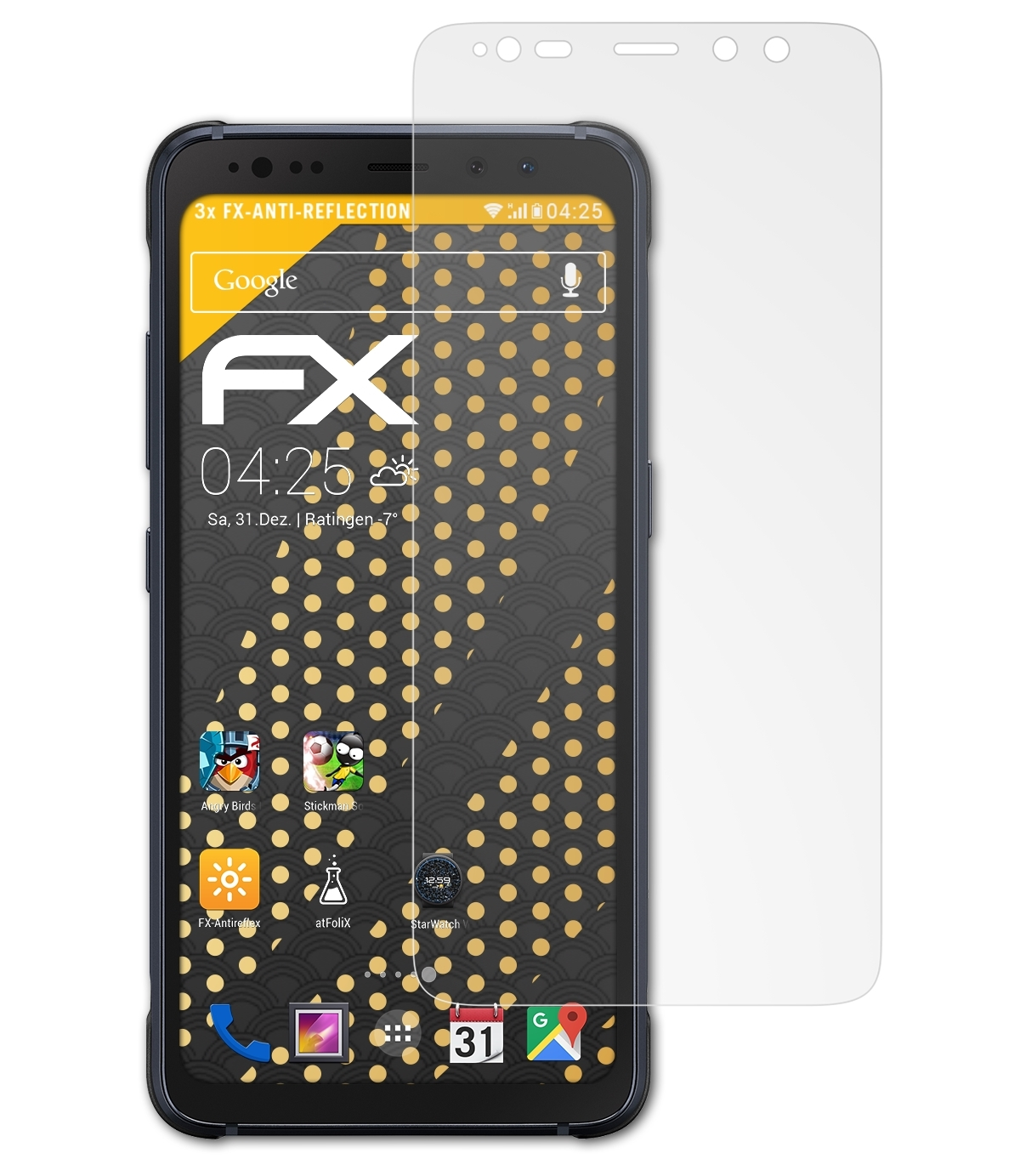 ATFOLIX 3x FX-Antireflex Displayschutz(für Samsung Active) Galaxy S8