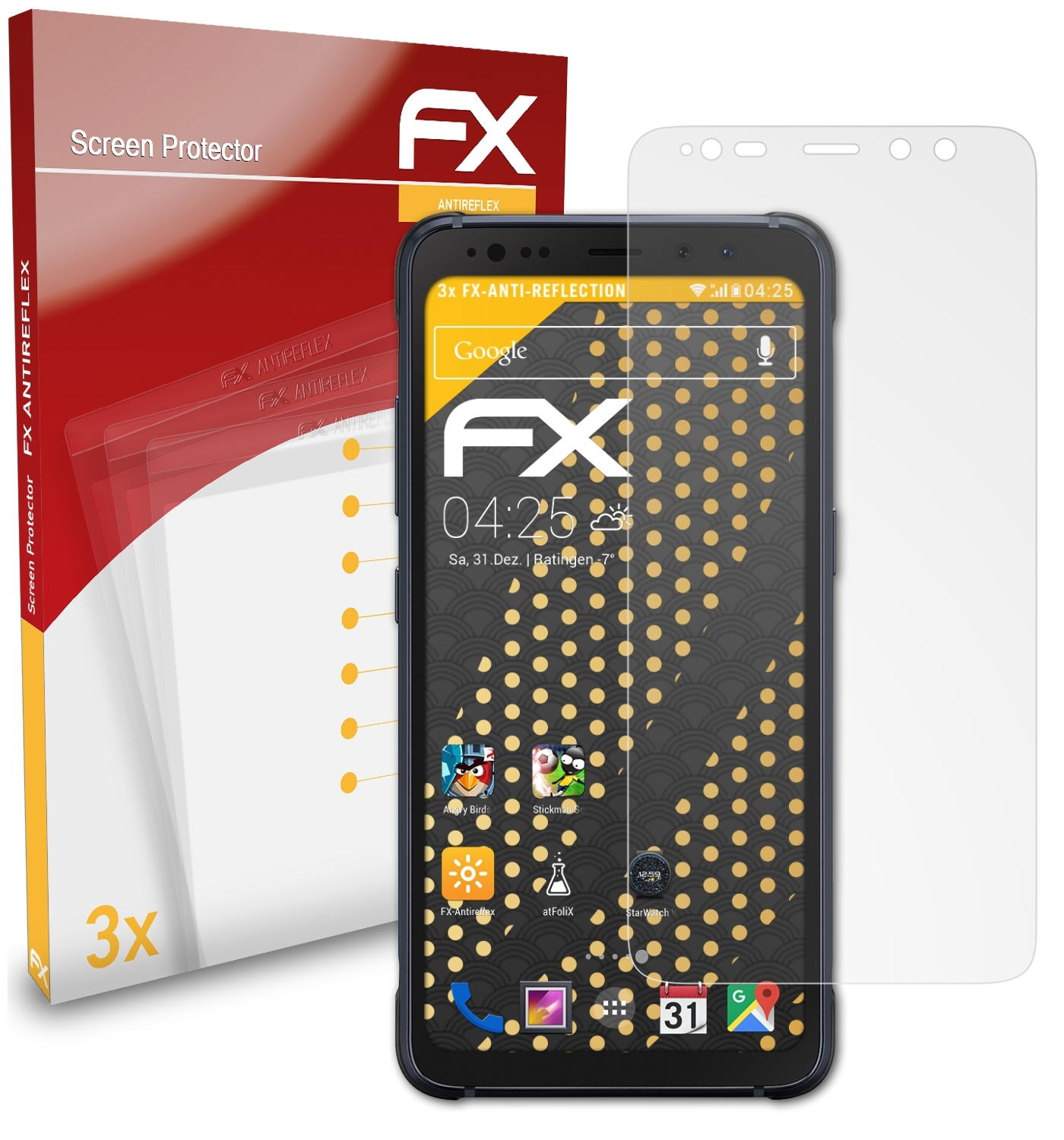 ATFOLIX 3x FX-Antireflex Displayschutz(für Galaxy Active) S8 Samsung