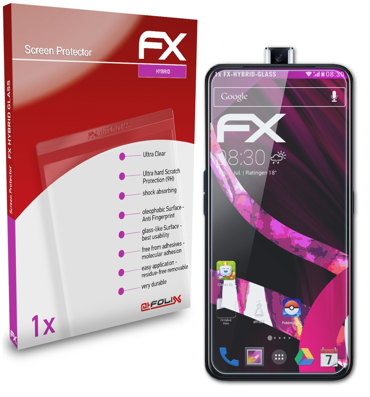 F) Reno2 FX-Hybrid-Glass ATFOLIX Oppo Schutzglas(für