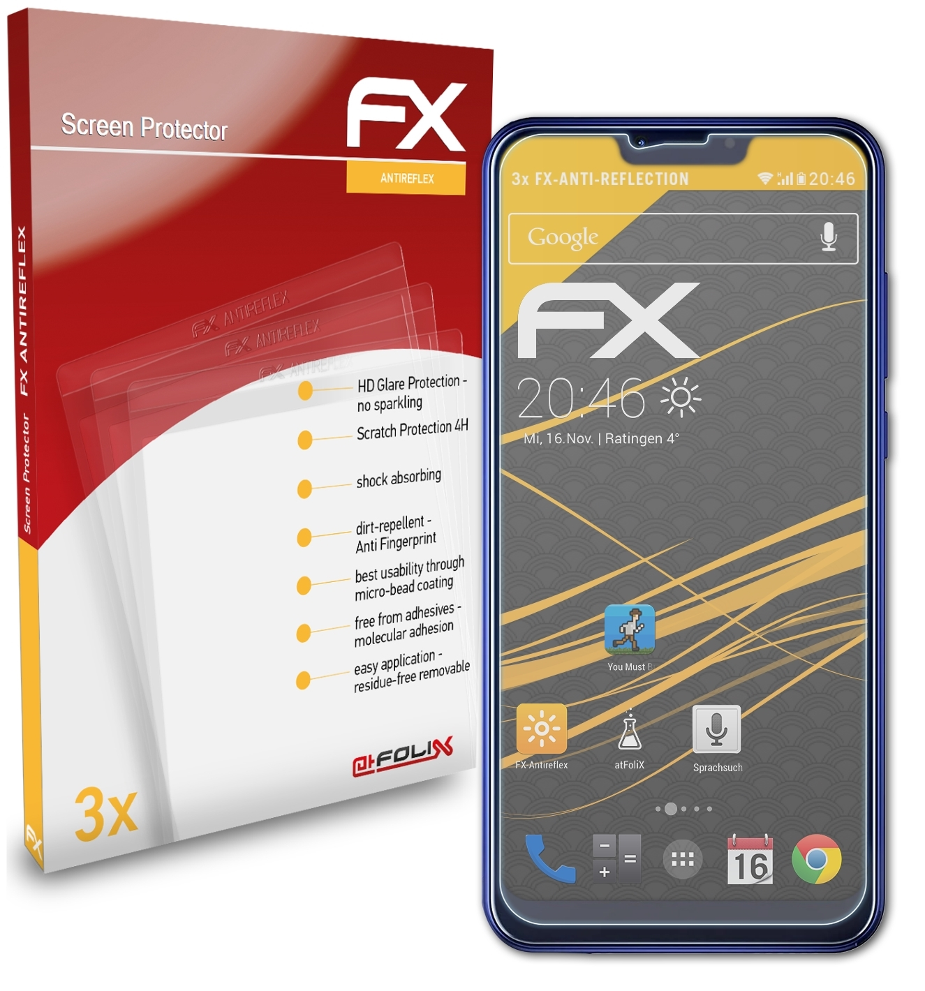 ATFOLIX 3x FX-Antireflex Displayschutz(für Cubot C20)