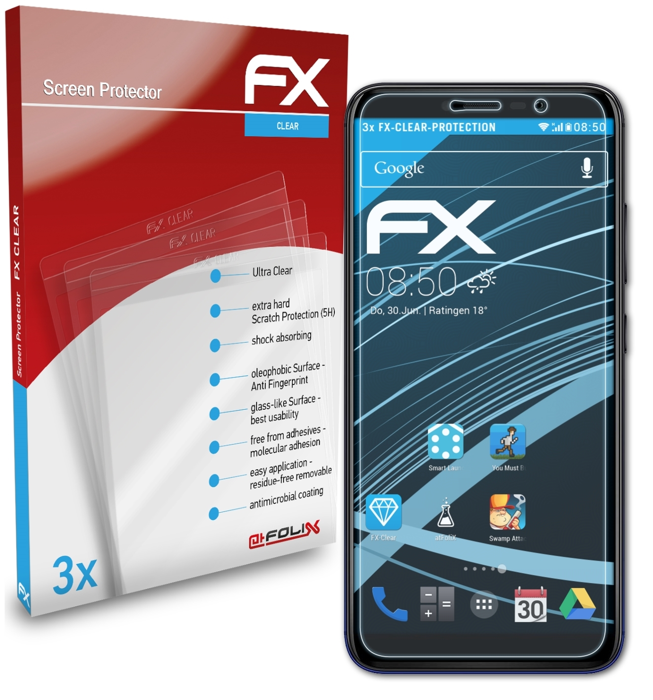 ATFOLIX 3x Y80) Wiko Displayschutz(für FX-Clear