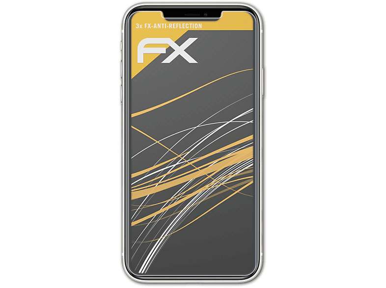 ATFOLIX FX-Antireflex 3x Displayschutz(für iPhone 11) Apple