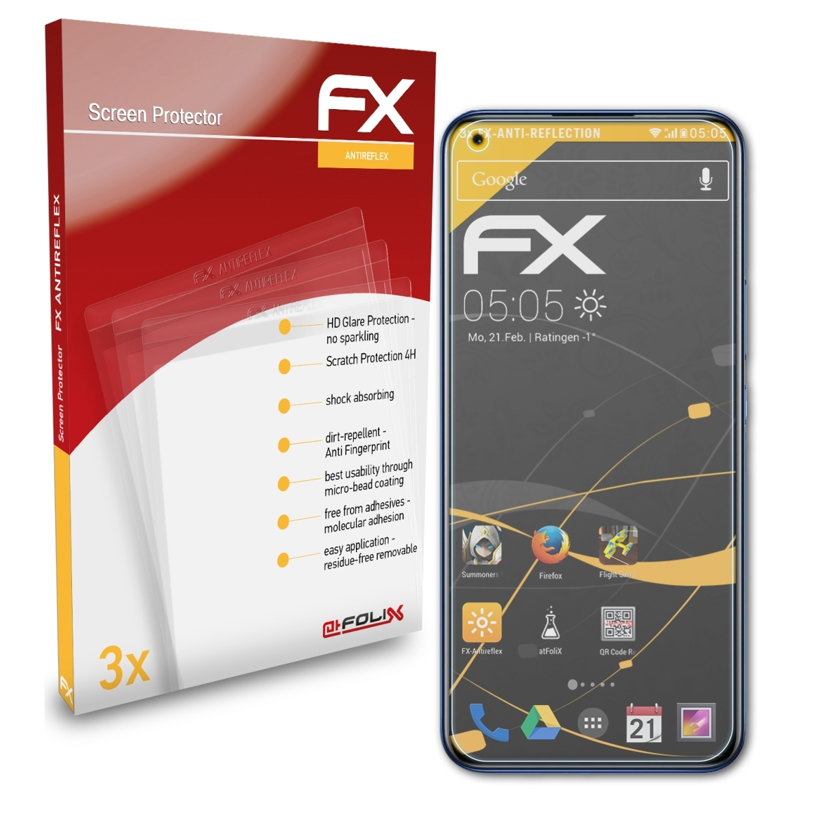 ATFOLIX 3x FX-Antireflex Displayschutz(für Realme C17)