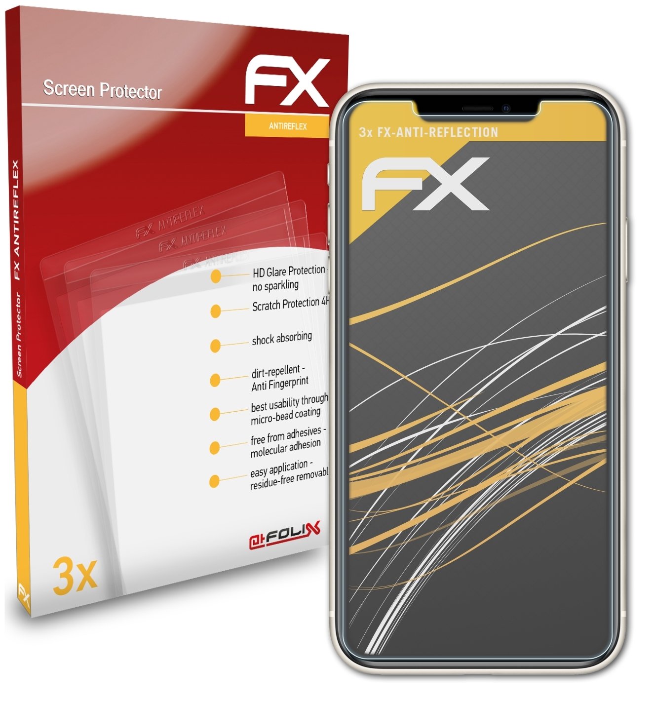 ATFOLIX 3x iPhone Displayschutz(für 11) FX-Antireflex Apple
