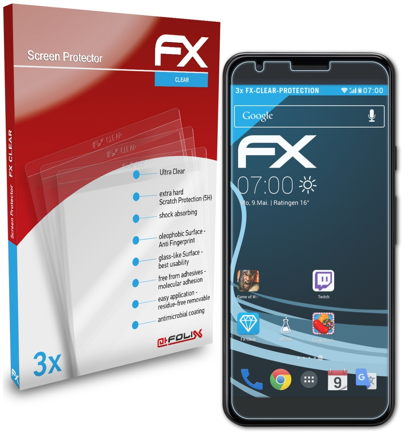 Displayschutz(für Pixel Google FX-Clear 3a) ATFOLIX 3x