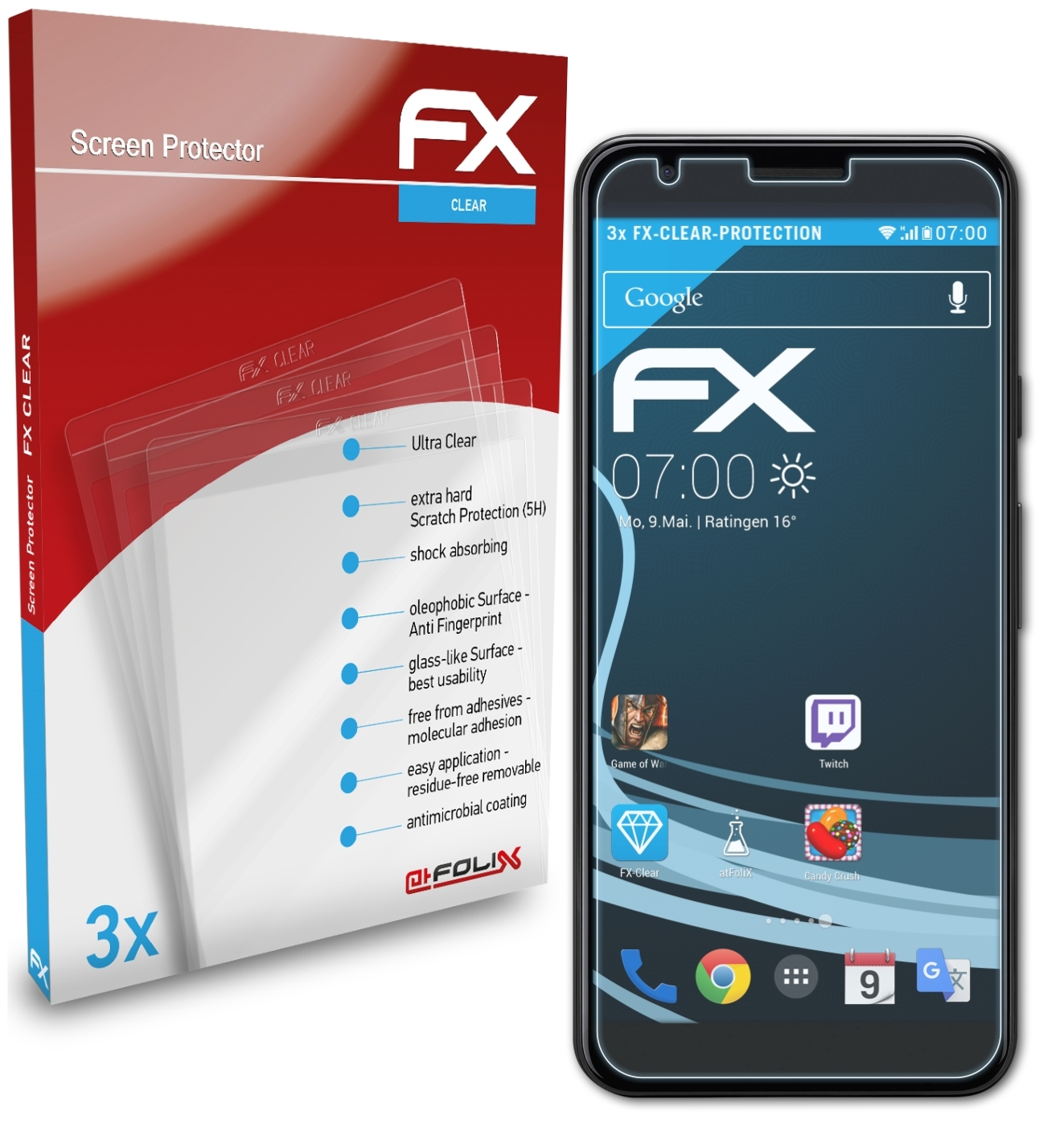 3x FX-Clear Pixel 3a) ATFOLIX Displayschutz(für Google