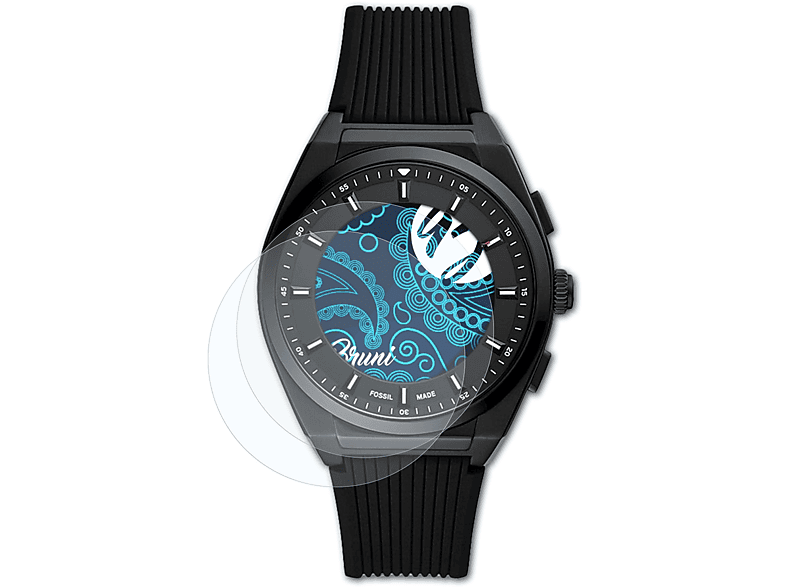 BRUNI 2x Basics-Clear Schutzfolie(für Fossil Everett Hybrid HR) | Smartwatch Schutzfolien & Gläser