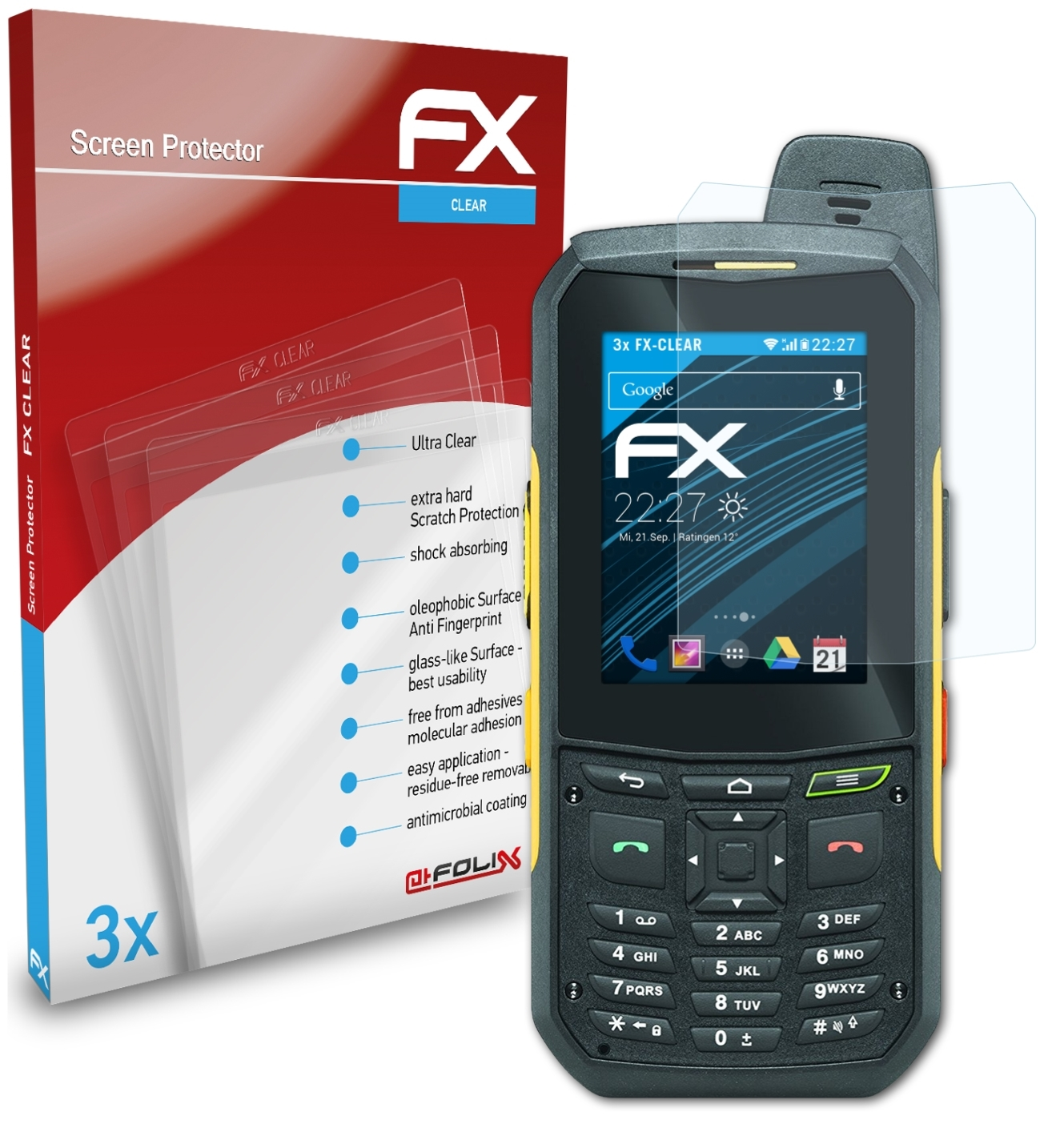 ATFOLIX 3x FX-Clear Displayschutz(für XP6) Sonim