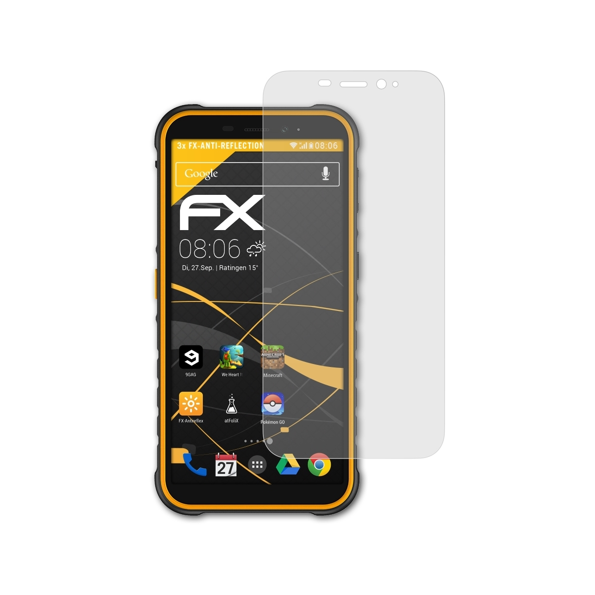 ATFOLIX 3x X8i) Ulefone FX-Antireflex Armor Displayschutz(für