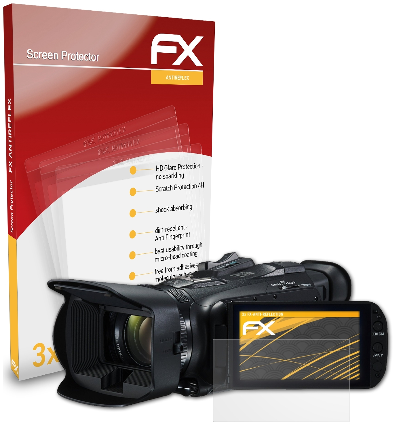 ATFOLIX 3x FX-Antireflex G40) Canon HF Legria Displayschutz(für