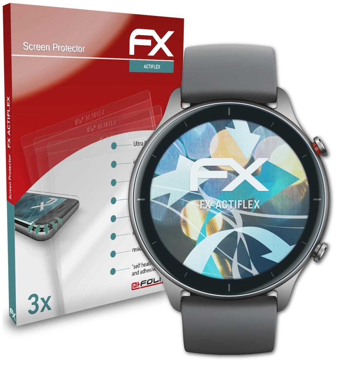 ATFOLIX 3x Displayschutz(für 2e) Amazfit FX-ActiFleX GTR