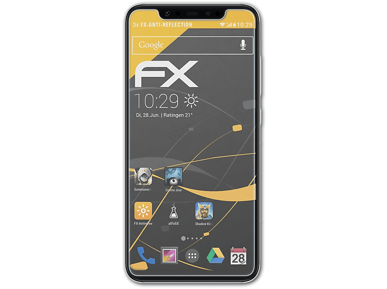 ATFOLIX 3x FX-Antireflex Displayschutz(für Xiaomi Mi 8)