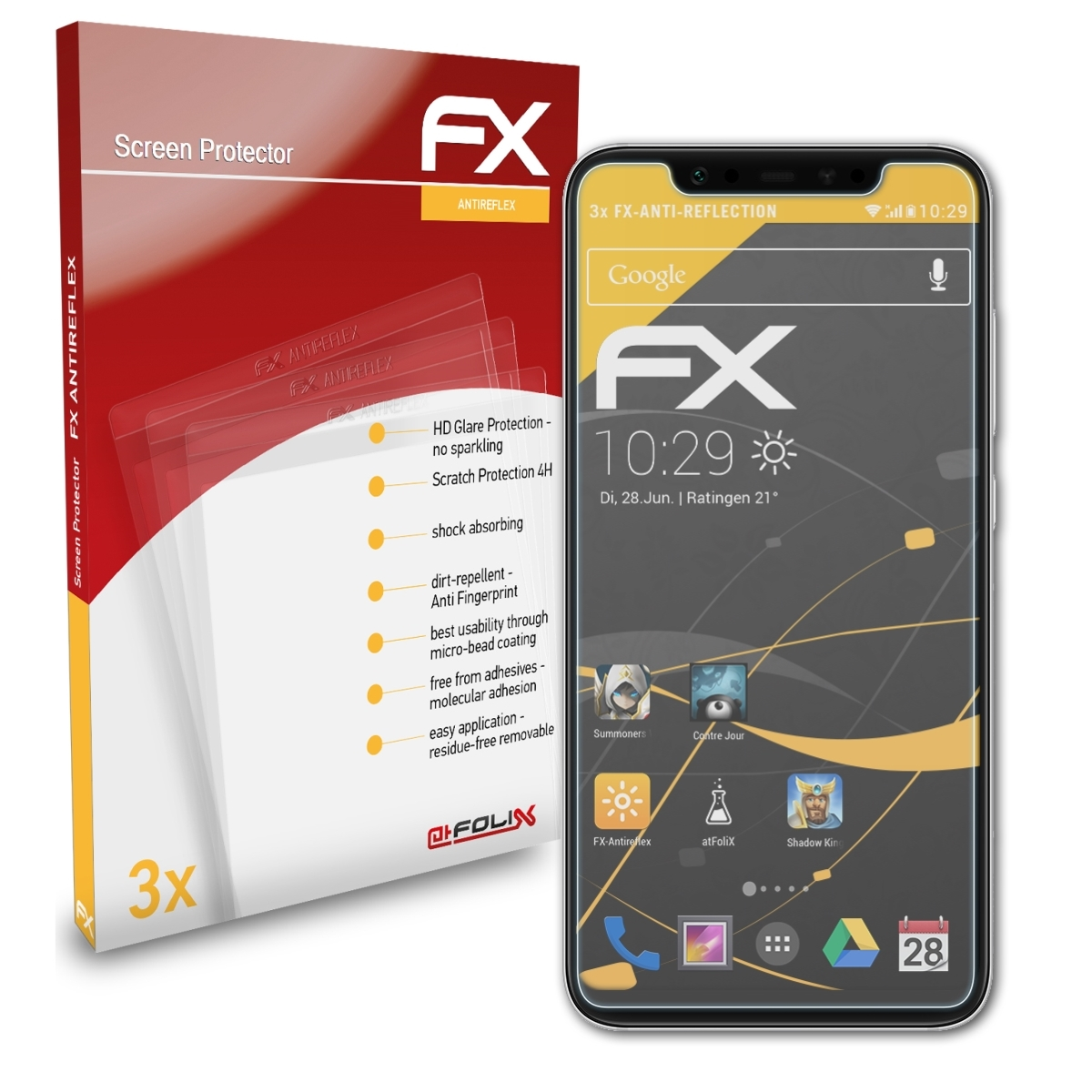 ATFOLIX 3x FX-Antireflex Displayschutz(für Mi 8) Xiaomi