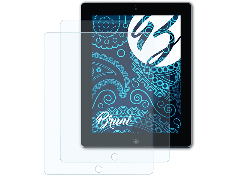 BRUNI 2x Basics-Clear Schutzfolie(für Apple iPad 4 / iPad 3 / iPad 2)