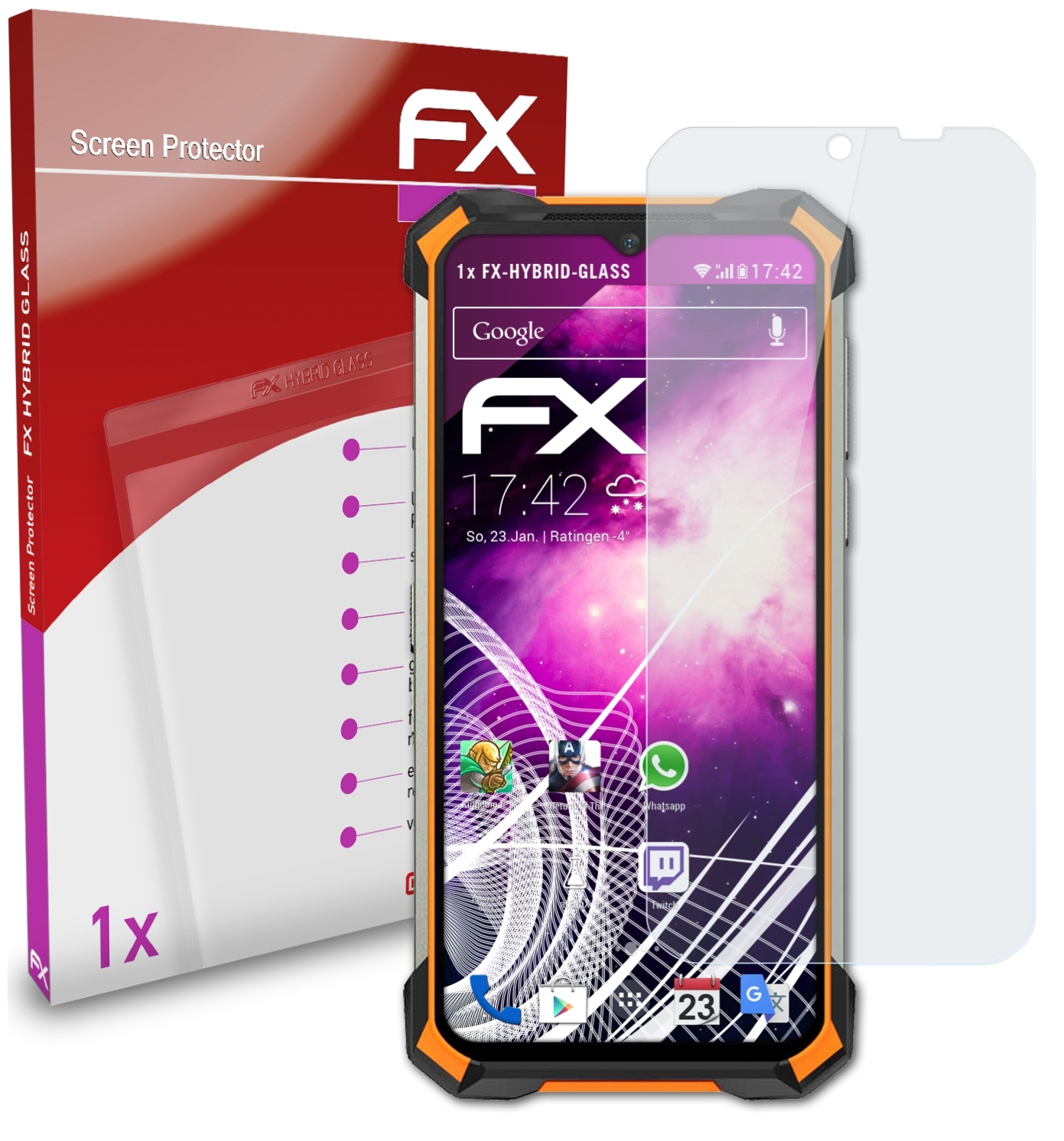 Plus) FX-Hybrid-Glass Schutzglas(für Doogee ATFOLIX S88