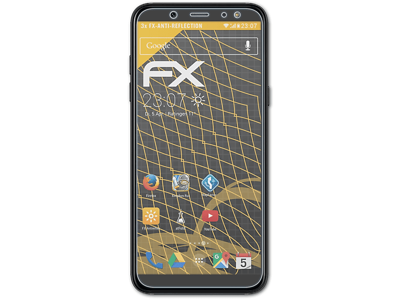 ATFOLIX 3x FX-Antireflex Displayschutz(für Samsung Galaxy A6 (2018))